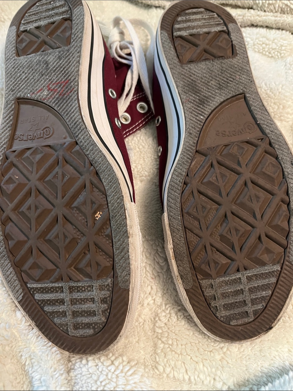 Converse High Top Sneakers - Maroon with White Accents - Picture 3 of 5